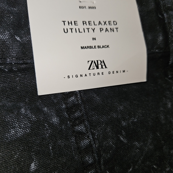 Zara Signature Denim Relaxed Utility Pant in Marble Black - Picture 5 of 11